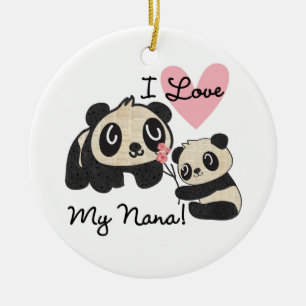 Pandas I Love My Nana Ceramic Tree Decoration