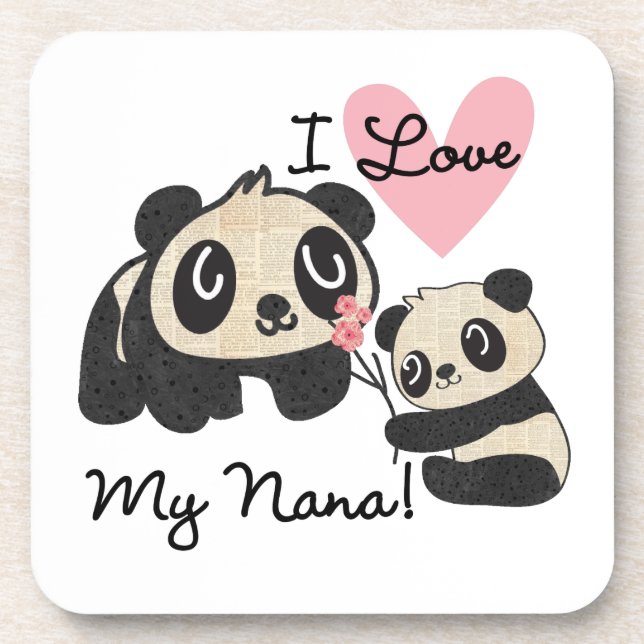 Pandas I Love My Nana Coaster (Front)