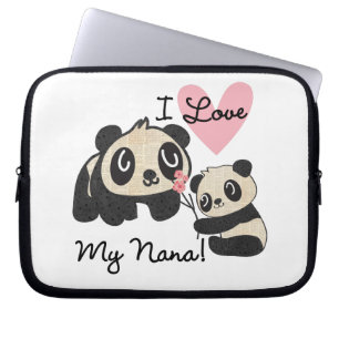 Pandas I Love My Nana Laptop Sleeve