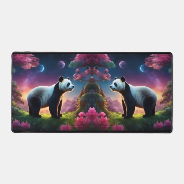 Pandas in a Fantasy Garden Desk Mat (Front)