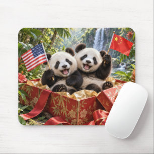 Pandas in Gift Box Mouse Pad
