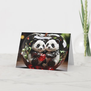 Pandas in Glass Heart Card
