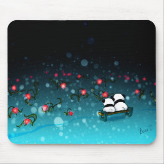 Pandas in snow mouse pad