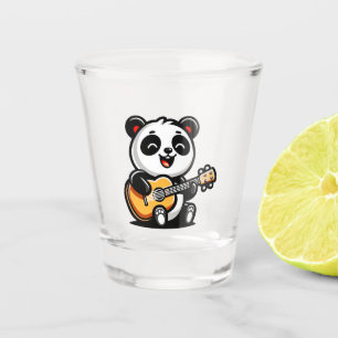 Panda's Melodic Serenade - Acoustic Guitar Art Shot Glass