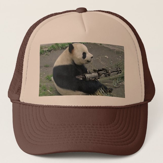 panda's need guns trucker hat (Front)
