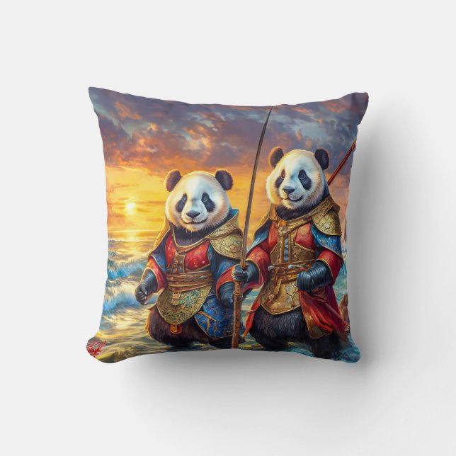 Pandas on The Ready Design By Rich AMeN Gill Cushion (Front)