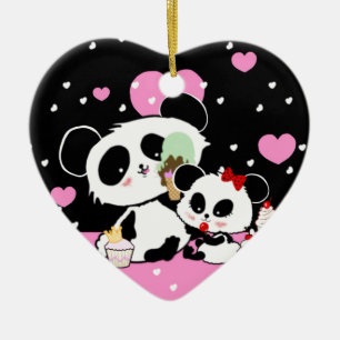 pandas "panda bears" "panda bear baby" "kawaii pan ceramic tree decoration