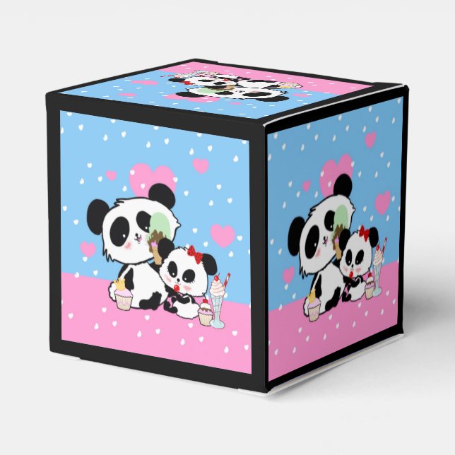 pandas "panda bears" "panda bear baby" "kawaii pan favour box (Back Side)