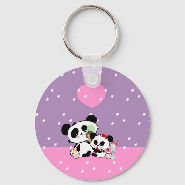 pandas "panda bears" "panda bear baby" "kawaii pan key ring (Front)
