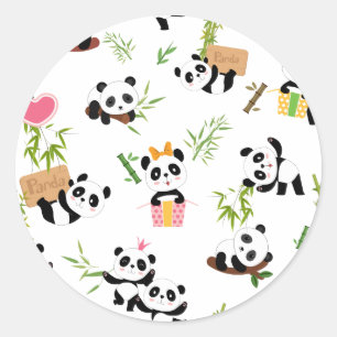 Panda's Pattern Classic Round Sticker