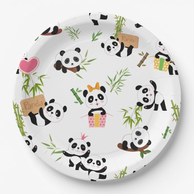 Panda's Pattern Paper Plate (Front)