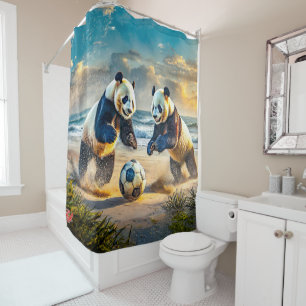 Pandas Playing Ball Design By Rich AMeN Gill Shower Curtain