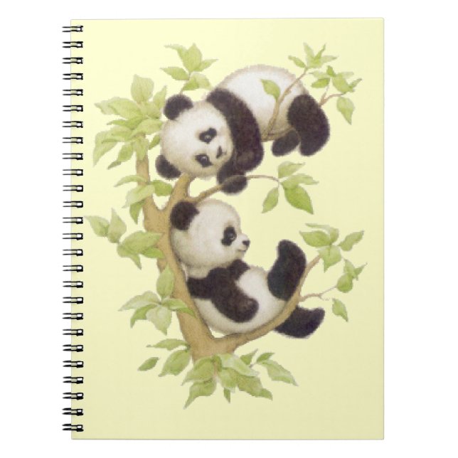 Panda's Playing in a Tree Spiral Notebook (Front)