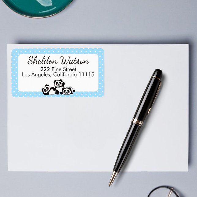 Pandas Polka Dot Return Address Label (Creator Uploaded)