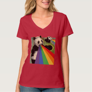 Pandas shooting rainbows from their mouths T-Shirt