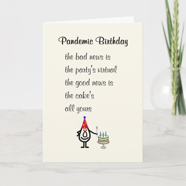 Pandemic Birthday A Funny Happy Birthday Poem Card (Front)