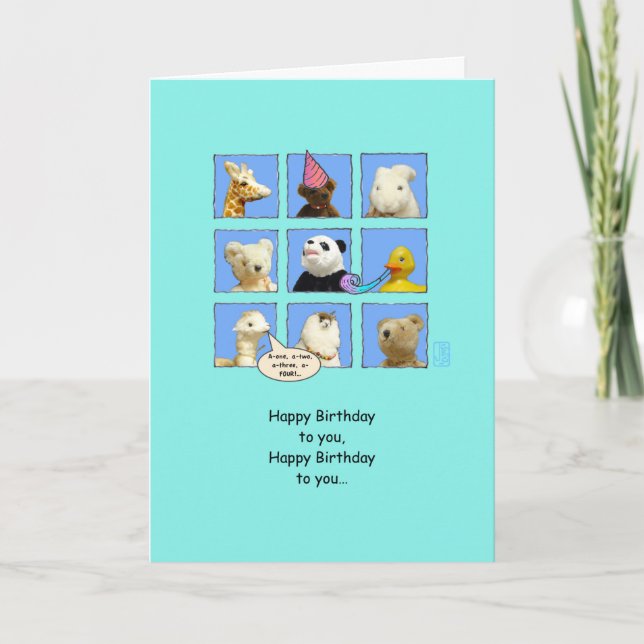 Pandemic Birthday Animals in Windows Card (Front)