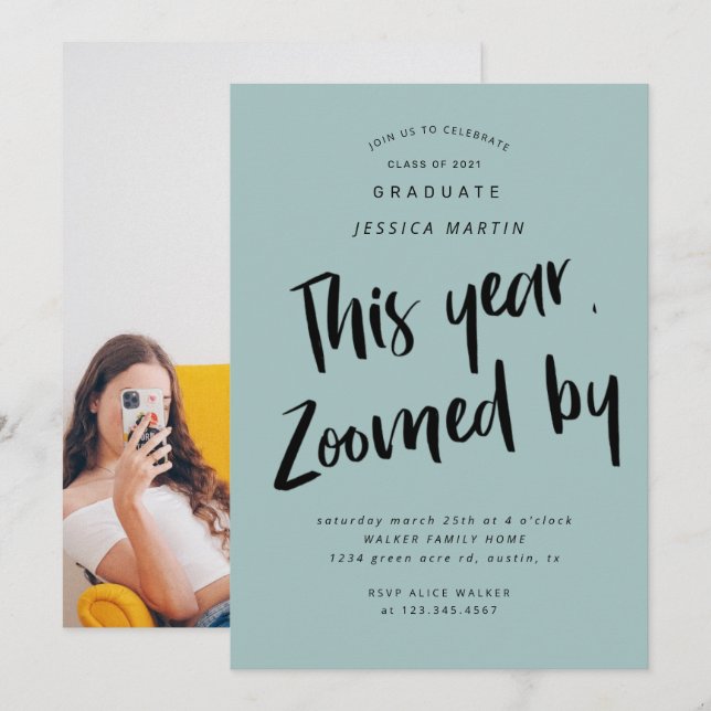 pandemic graduation photo party invitation (Front/Back)