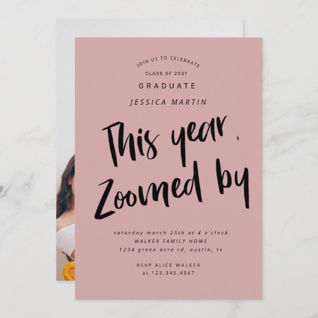 pandemic graduation photo party invitation (Front/Back)