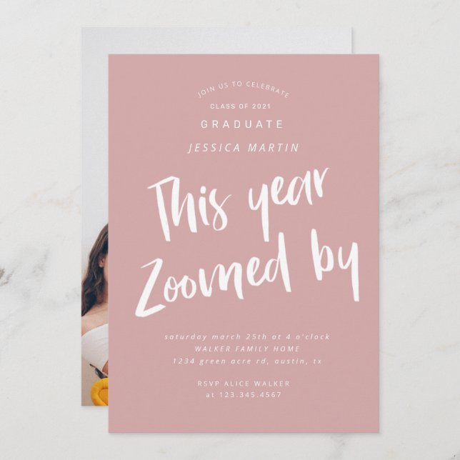 pandemic graduation photo party invitation (Front/Back)