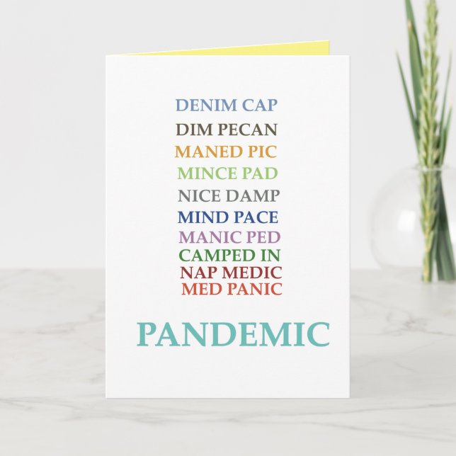 Pandemic I Miss You Anagrams card (Front)