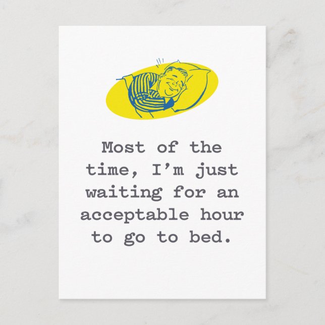 Pandemic Postcard: Waiting for Acceptable Bed Time Postcard (Front)