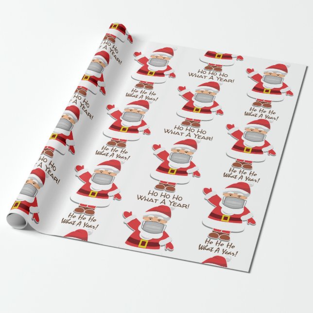 Pandemic Santa w/personalisation Wrapping Paper (Unrolled)