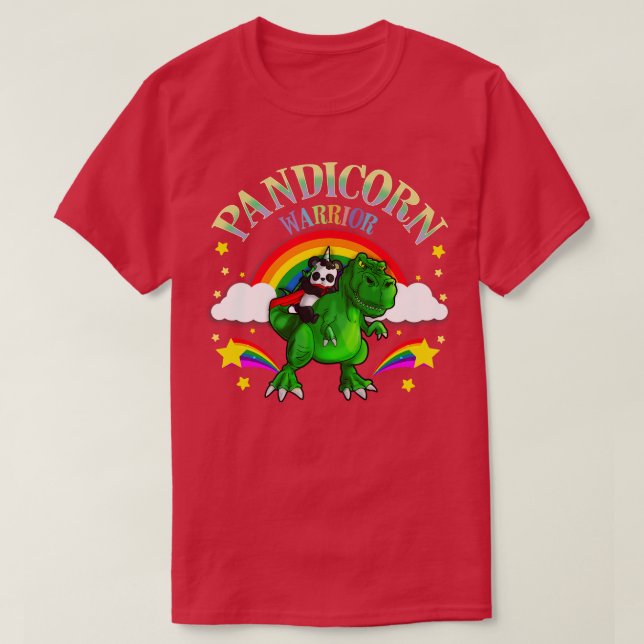 Pandicorn Warrior Panda Bear T Rex Dinosaur T-Shirt (Design Front)