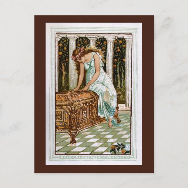 Pandora desires to open the Box Postcard (Front)