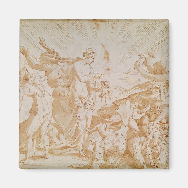 Pandora opening the box magnet (Front)