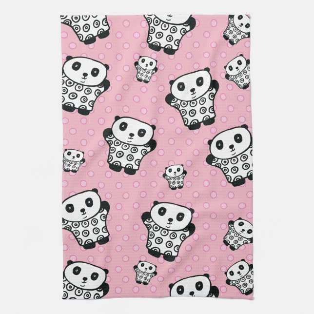 Pandy the Panda Polka Dot Tea Towel (Vertical)