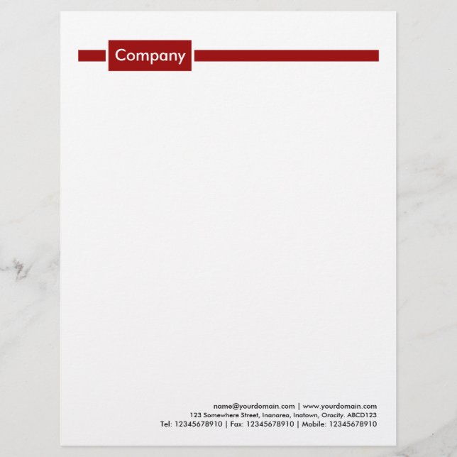 Panel and Line - Ruby Red Custom Letterhead (Front)