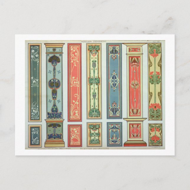 Panel designs, plate XII from 'Modern Ornament' pu Postcard (Front)
