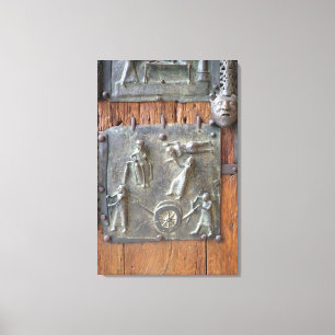 Panel from the left hand door, 12th century (bronz canvas print
