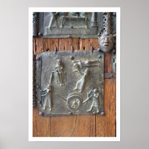 Panel from the left hand door, 12th century (bronz poster