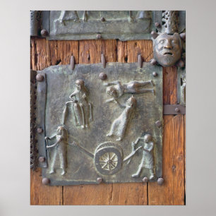 Panel from the left hand door, 12th century (bronz poster