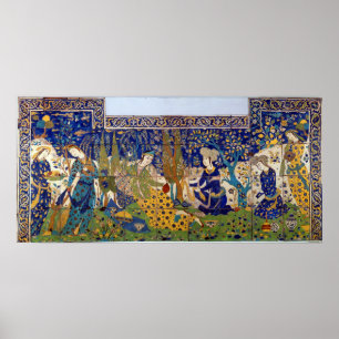 Panel of glazed earthenware tile-work, Isfahan Poster