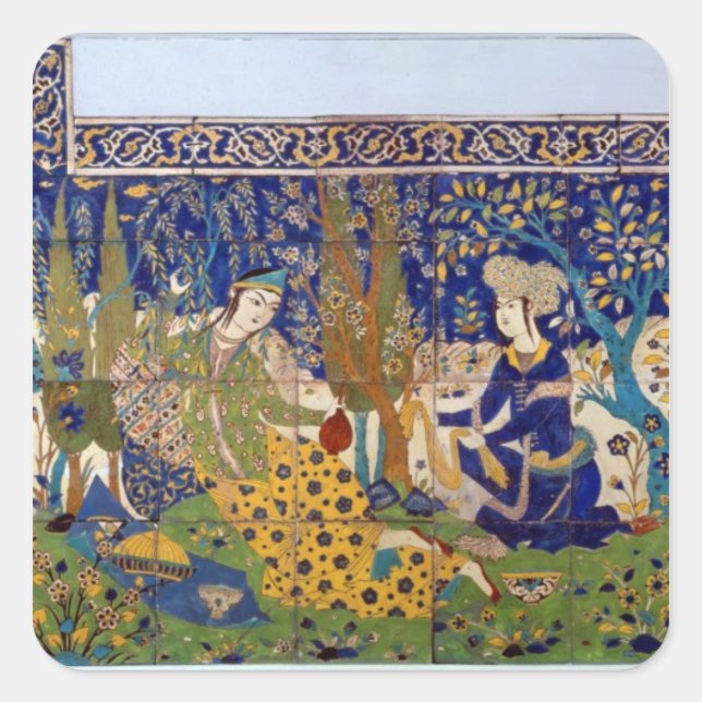 Panel of glazed earthenware tile-work, Isfahan Square Sticker (Front)