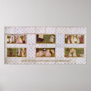 Panel of Tiles depicting the story of Beauty Poster
