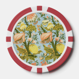 Panel With Design of Fruit Trees Vintage Brocade Poker Chips