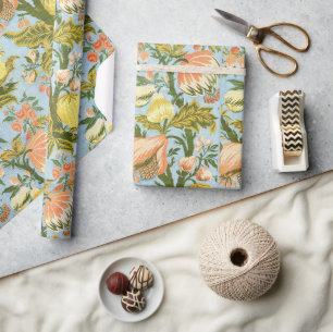 Panel With Design of Fruit Trees Vintage Brocade Wrapping Paper