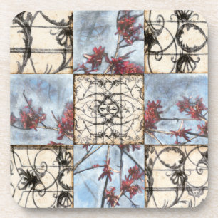 Panelled Abstract Scrollwork Painting Coaster