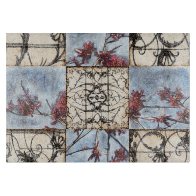 Panelled Abstract Scrollwork Painting Cutting Board (Front)