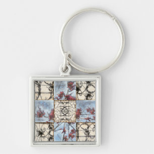 Panelled Abstract Scrollwork Painting Key Ring