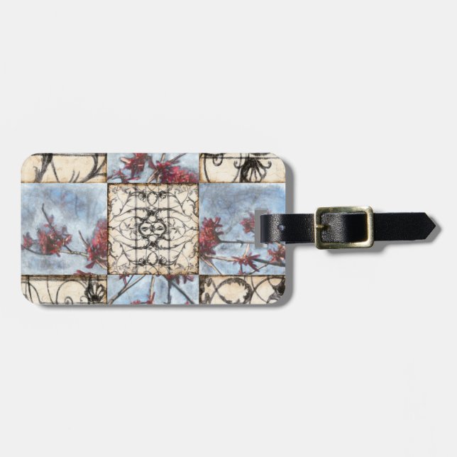 Panelled Abstract Scrollwork Painting Luggage Tag (Front Horizontal)