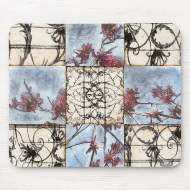 Panelled Abstract Scrollwork Painting Mouse Pad (Front)