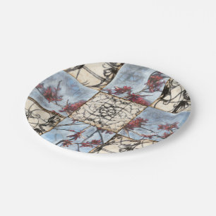 Panelled Abstract Scrollwork Painting Paper Plate