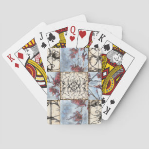 Panelled Abstract Scrollwork Painting Playing Cards