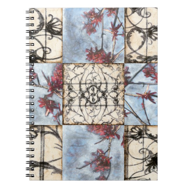 Panelled Abstract Scrollwork Painting Spiral Notebook (Front)