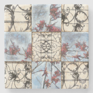 Panelled Abstract Scrollwork Painting Stone Coaster